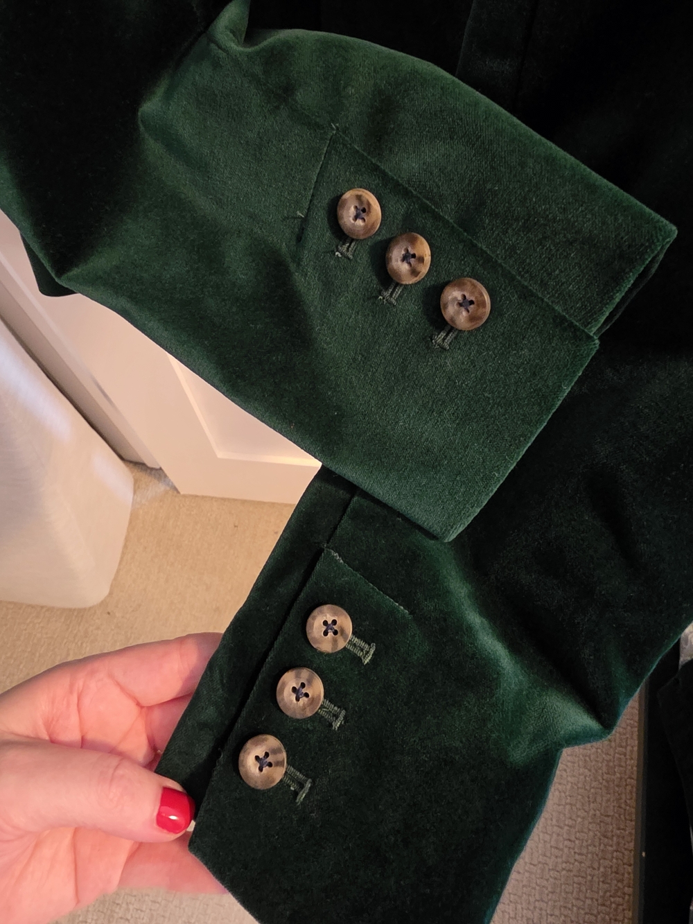 BODEN Velvet Blazer Jacket + Matching Velvet Pants - Dark Green - Picture 5 of 11